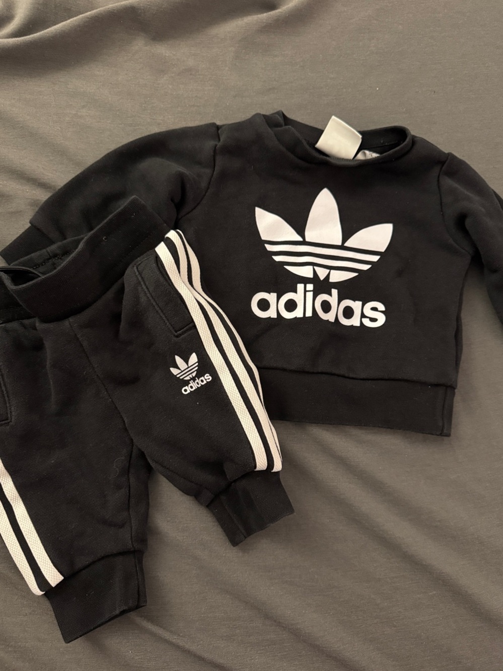 adidas Black Kids Logo Sweatshirt & Joggers Set 0-3 Months